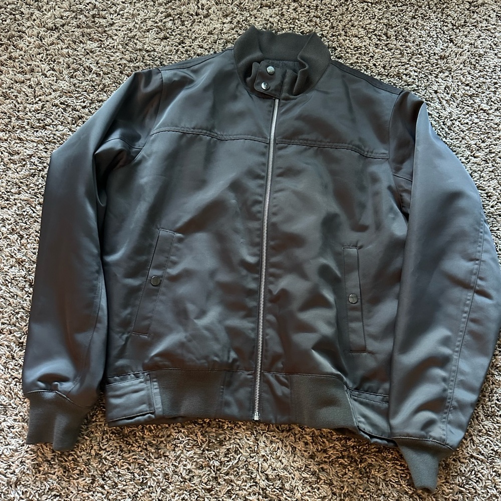 Jordan Black/ gun metal Men's Bomber Jacket with Snap Collar
